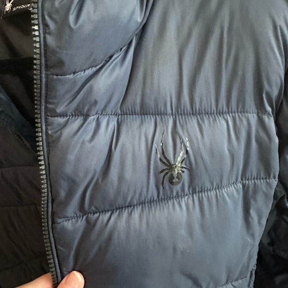 Youth Spyder Hooded Puffer Coat Navy Blue Large - Picture 3 of 5